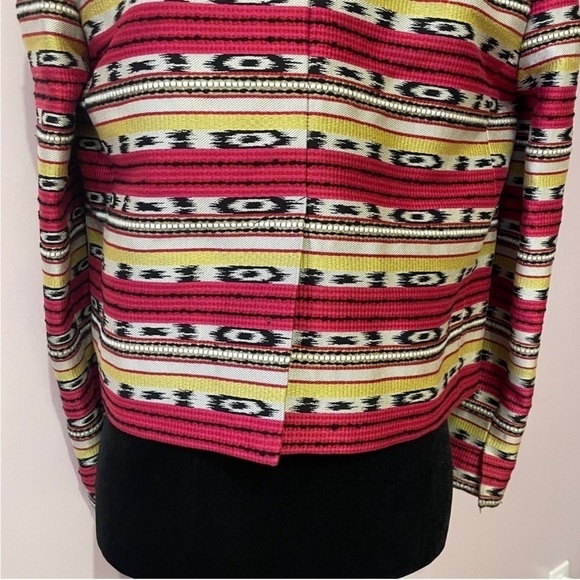 Carven- Pink and Yellow Striped Long Sleeve Trophy Jacket Jacquard Blazer EU 36 - Picture 8 of 10